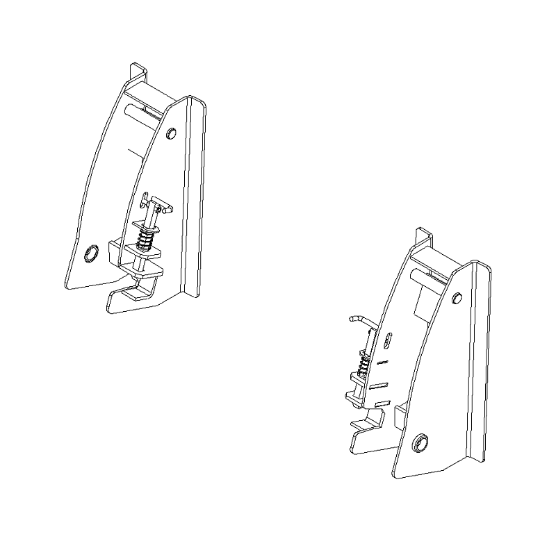 A black and white drawing of two pieces of metal on a white background.