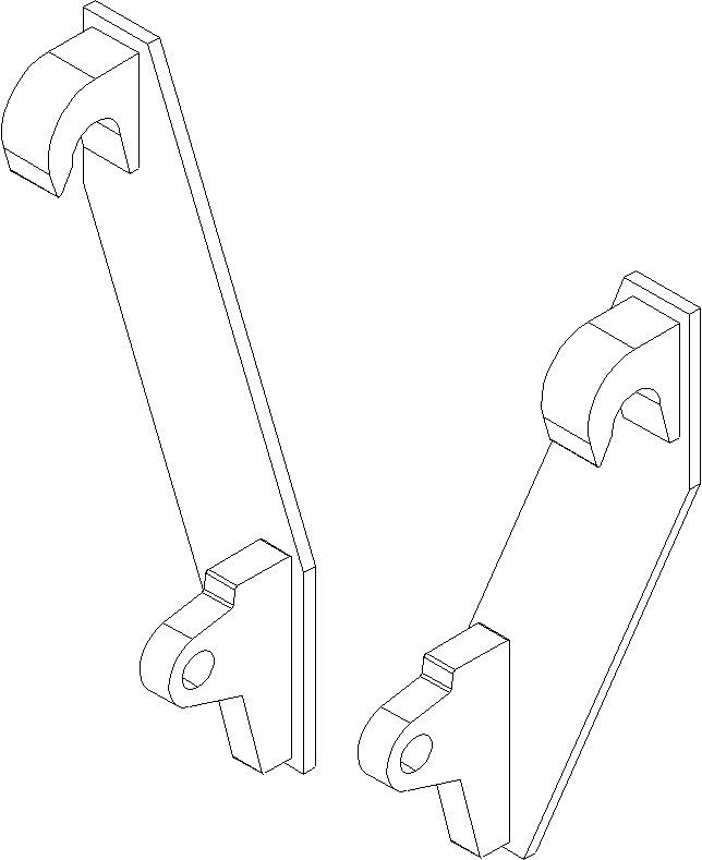 A black and white drawing of a pair of hooks on a white background.
