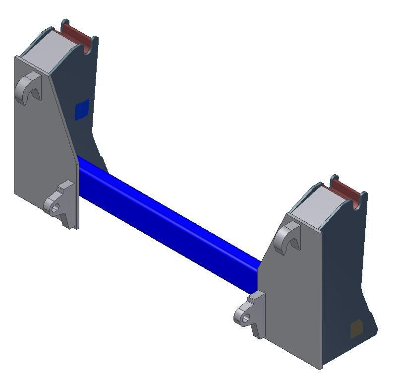 A 3d model of a blue and silver metal object on a white background