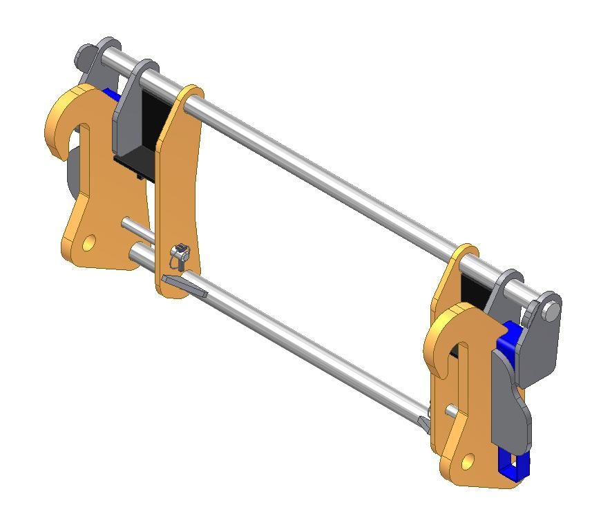 A 3d model of a tractor attachment on a white background.