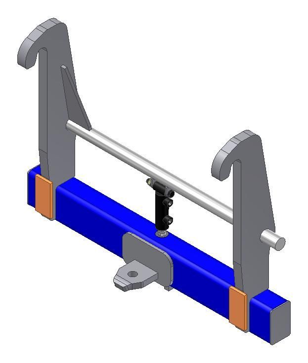 A 3d model of a blue and silver item on a white background