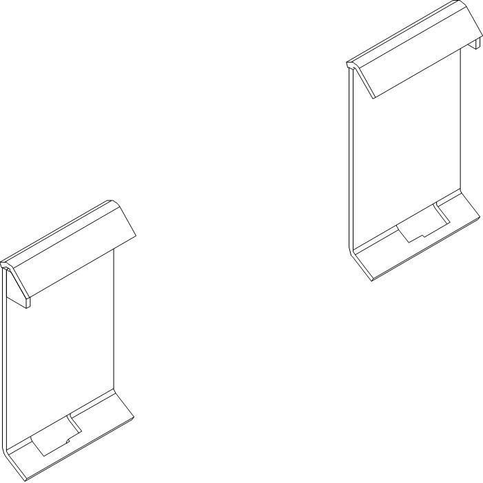 A drawing of two acrylic display holders on a white background.