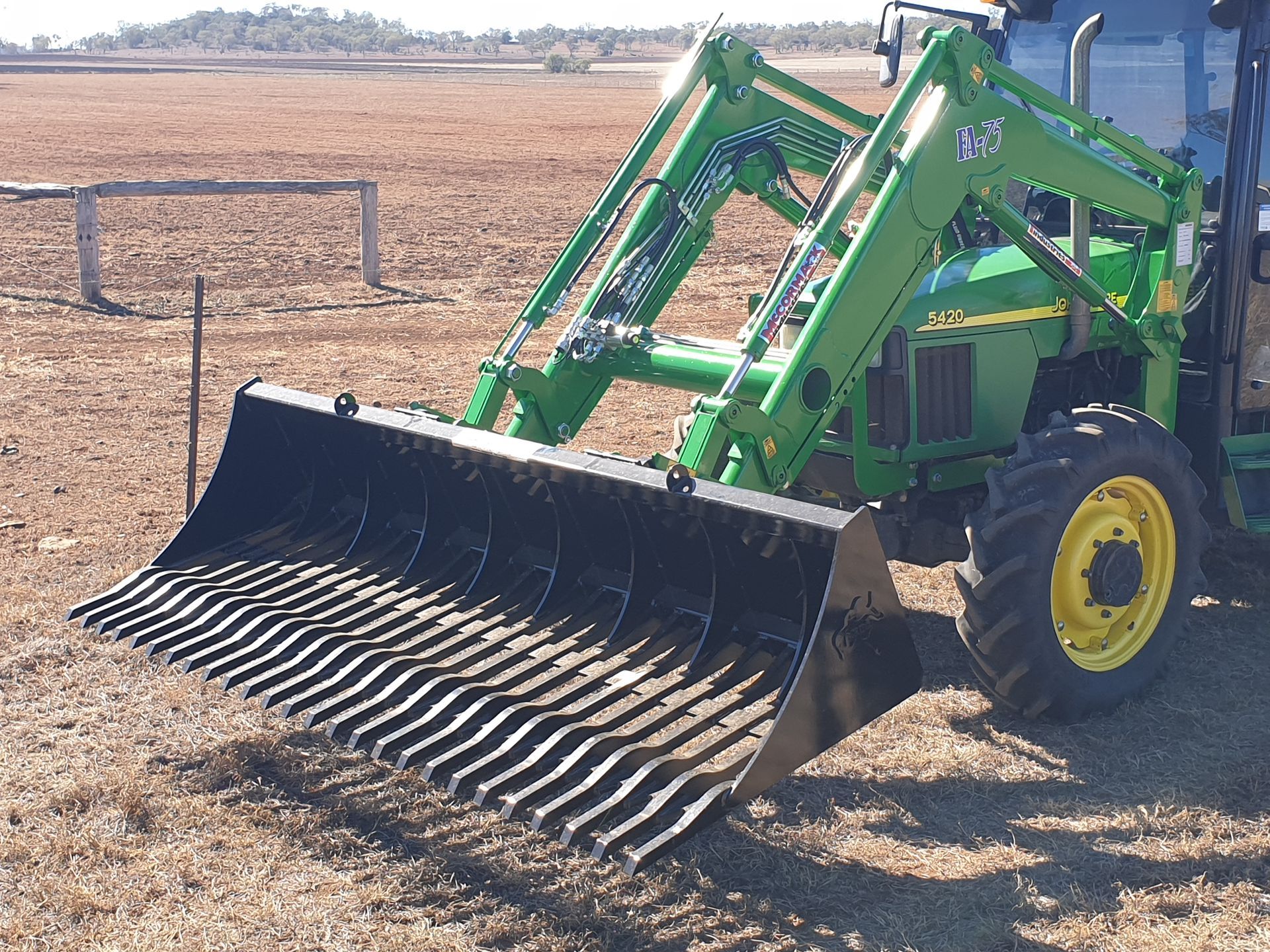Stone Fork Bucket on a Tractor