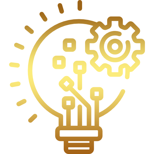 A light bulb with a gear inside of it.