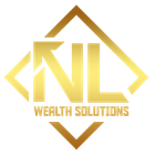 A gold logo for nl wealth solutions on a white background