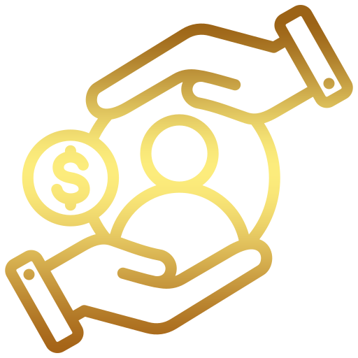 A hand is holding a coin with a dollar sign on it.