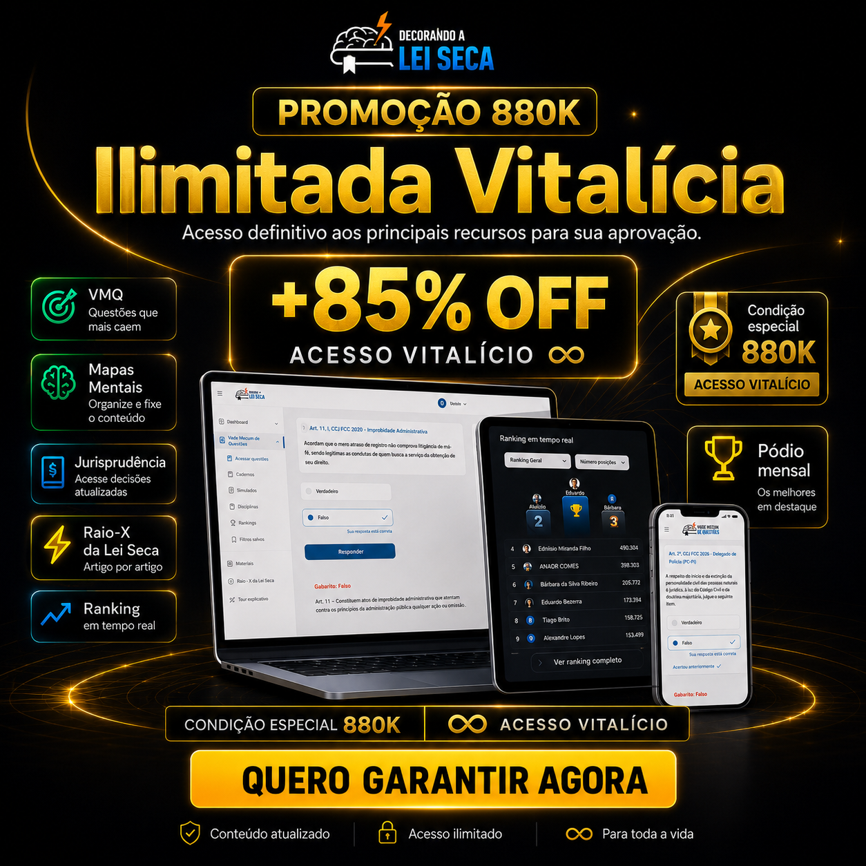 Promoção Ilimitada Vitalícia Decorando a Lei Seca