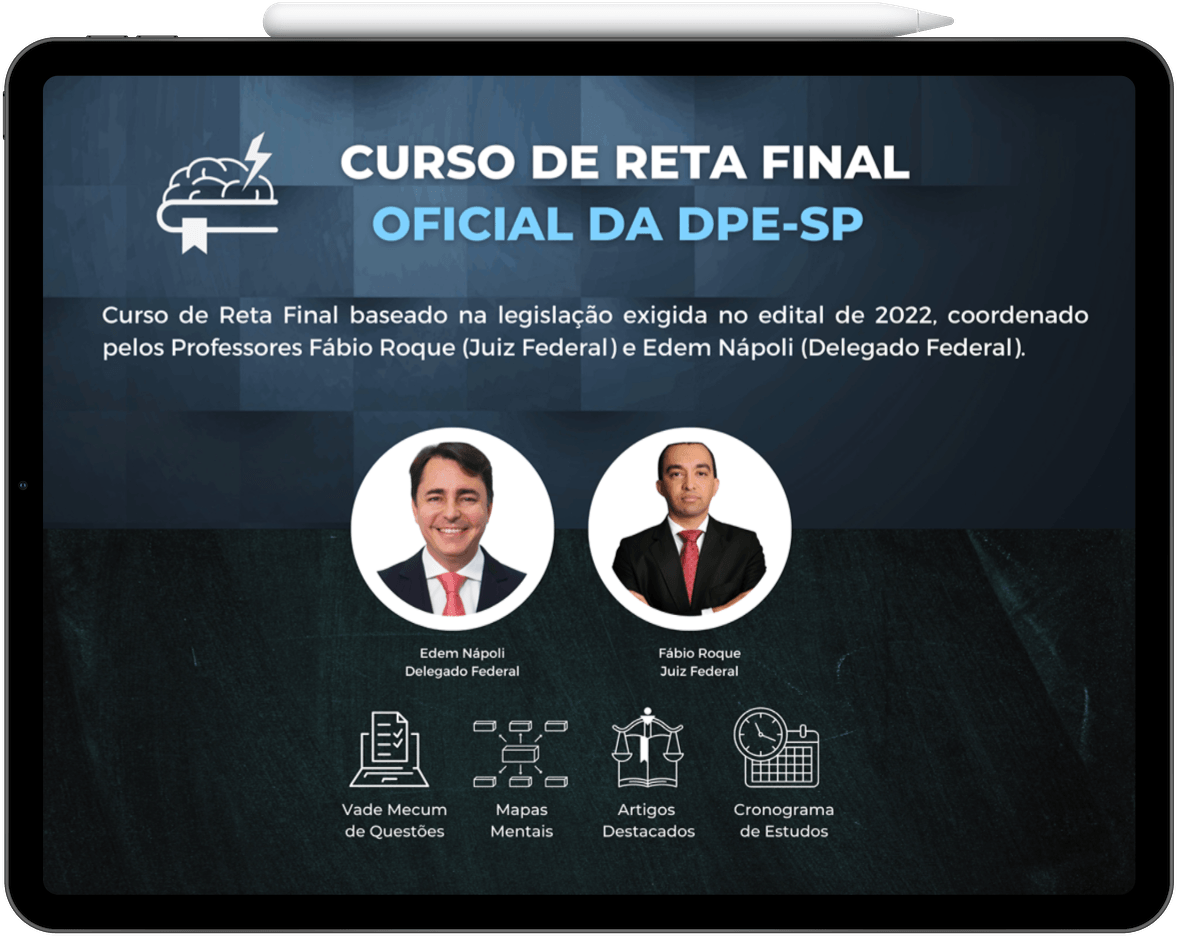 Um tablet com as palavras curso de reta final nele