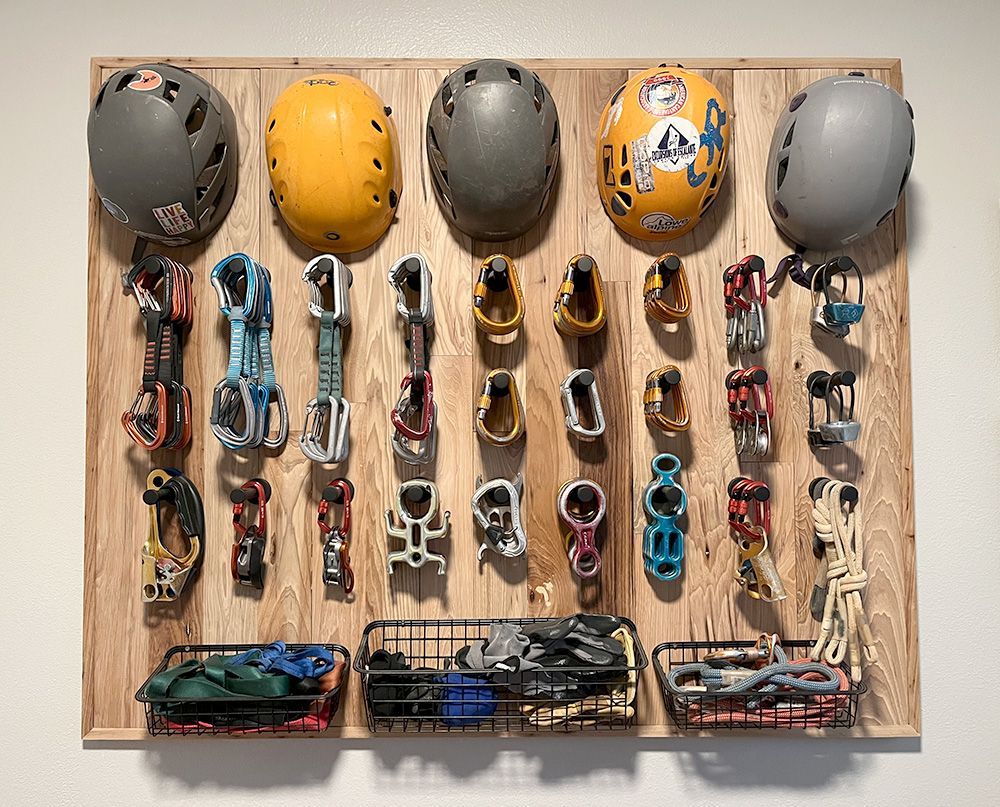my climbing gear assortment in my office