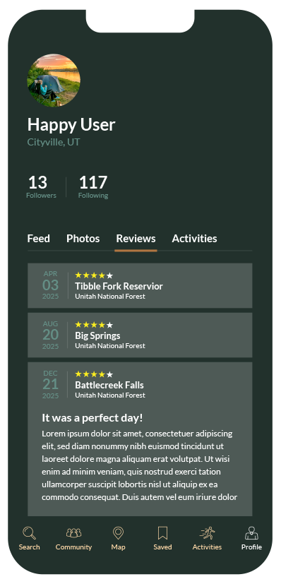 Denali reviews screen