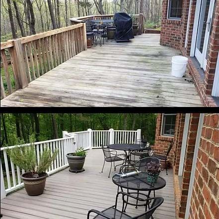 before and after images of deck builders work