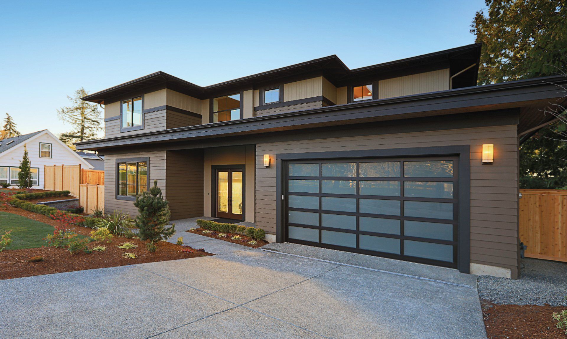 extérieur de maison moderne avec un beau paysage