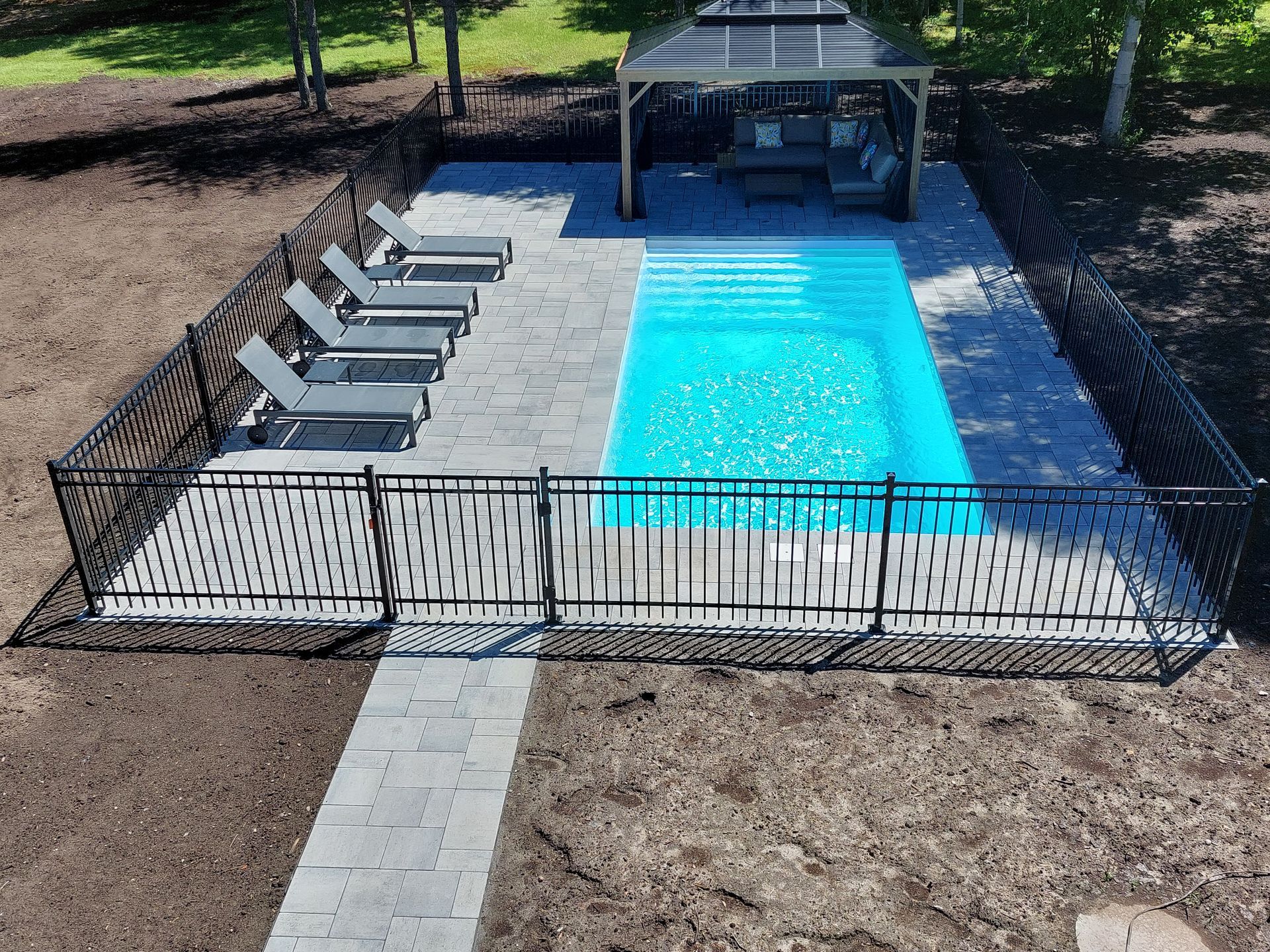Beautiful house exterior with paving block walkway and stairway