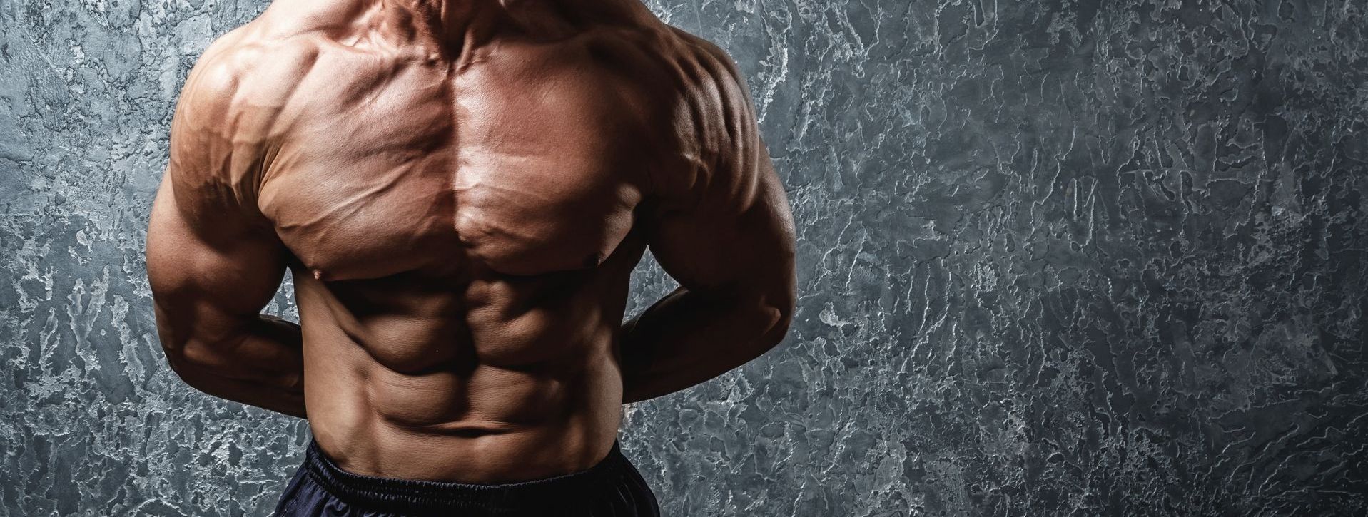 Torso of a bodybuilder with low body fat