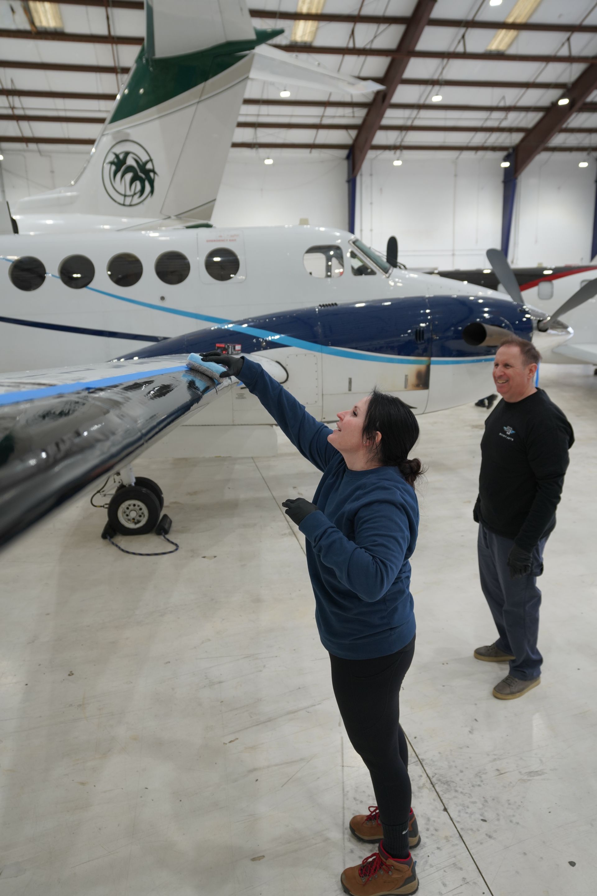 Aircraft exterior detailing inside private hangar in Florida