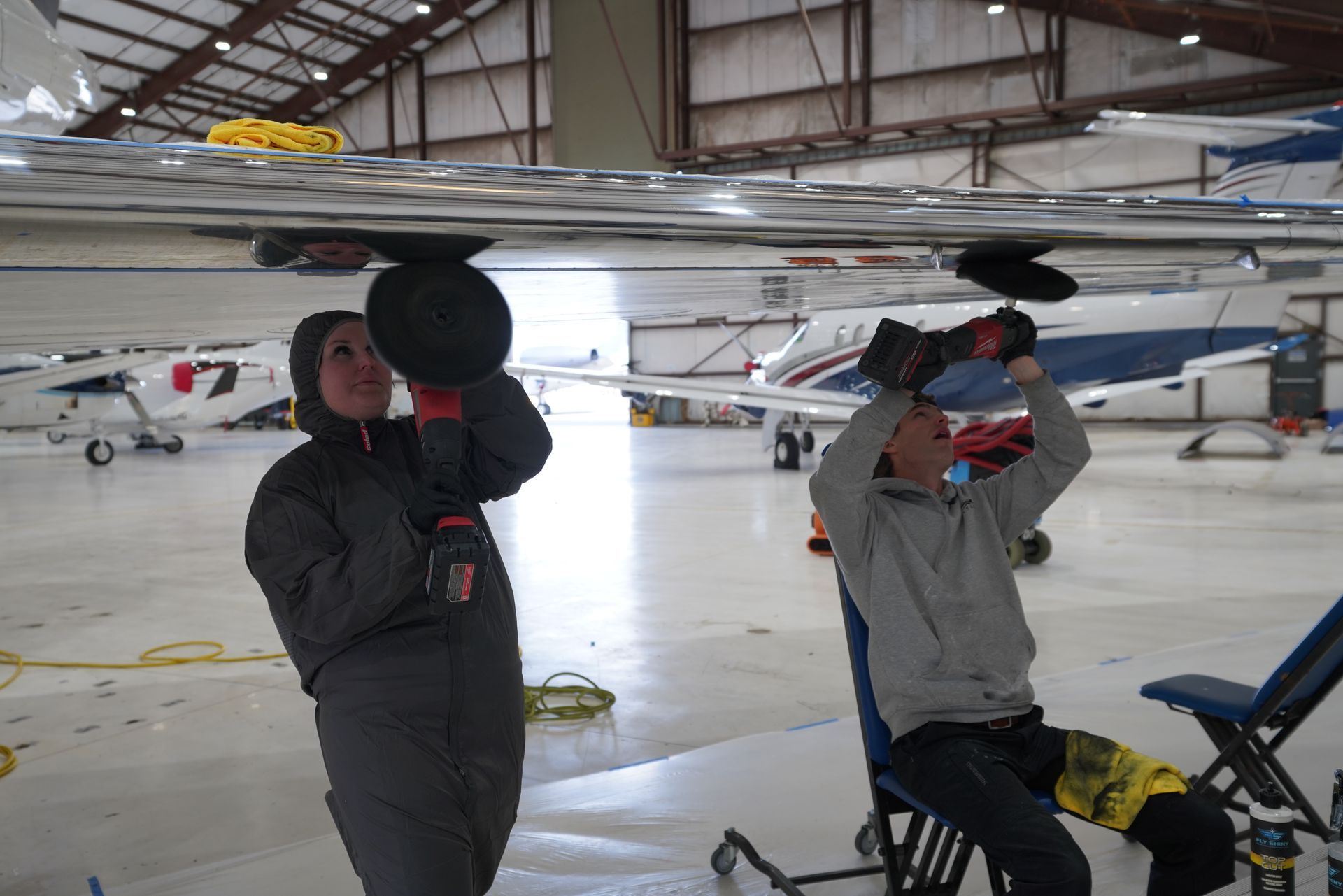 Aircraft brightwork polishing at Jacksonville Executive Airport (VQQ)
