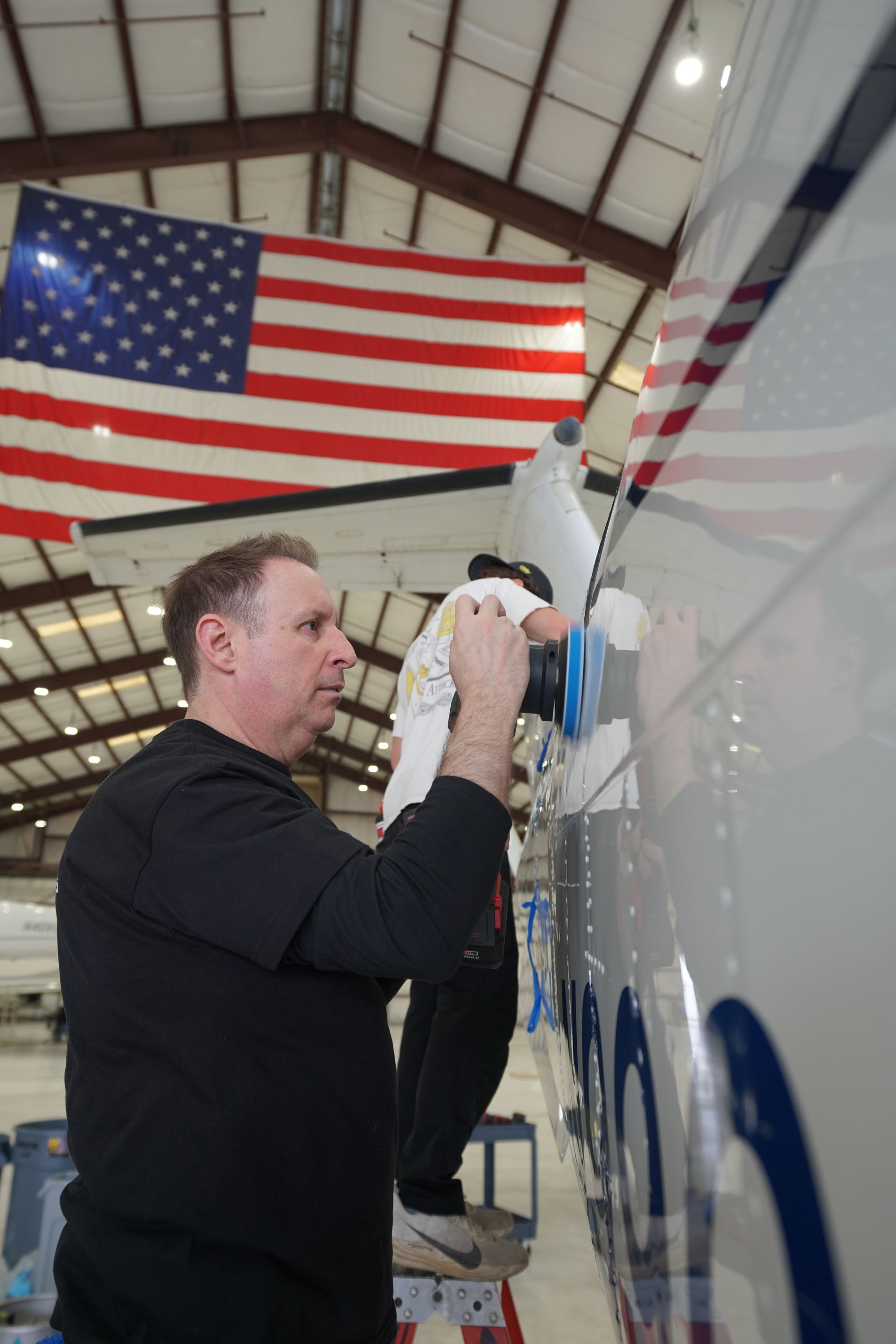 Aircraft brightwork polishing at Jacksonville Executive Airport (VQQ)