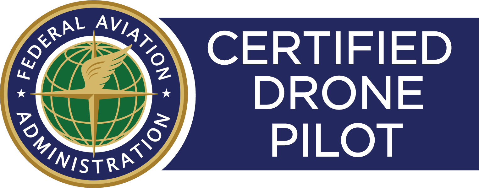 A federal aviation administration certified drone pilot logo