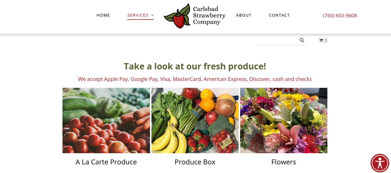 A website that says take a look at our fresh produce