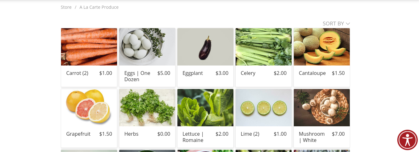 A bunch of pictures of fruits and vegetables on a website