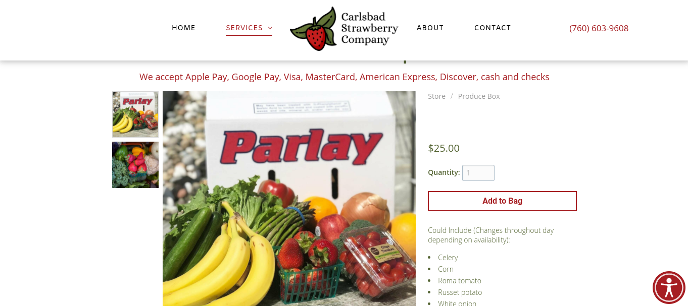A display of fruits and vegetables on a parlay website