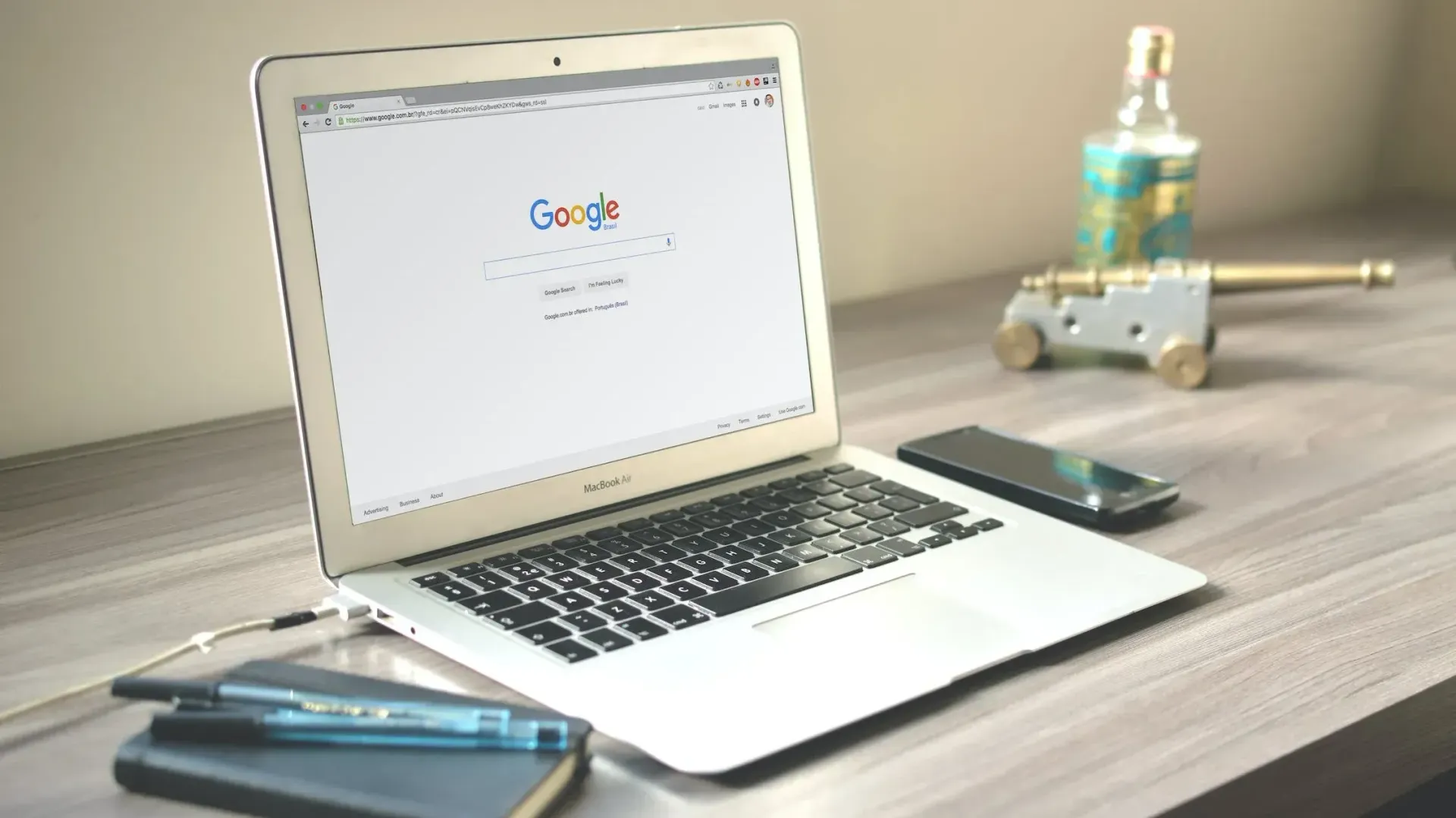 A laptop is open to a google page
