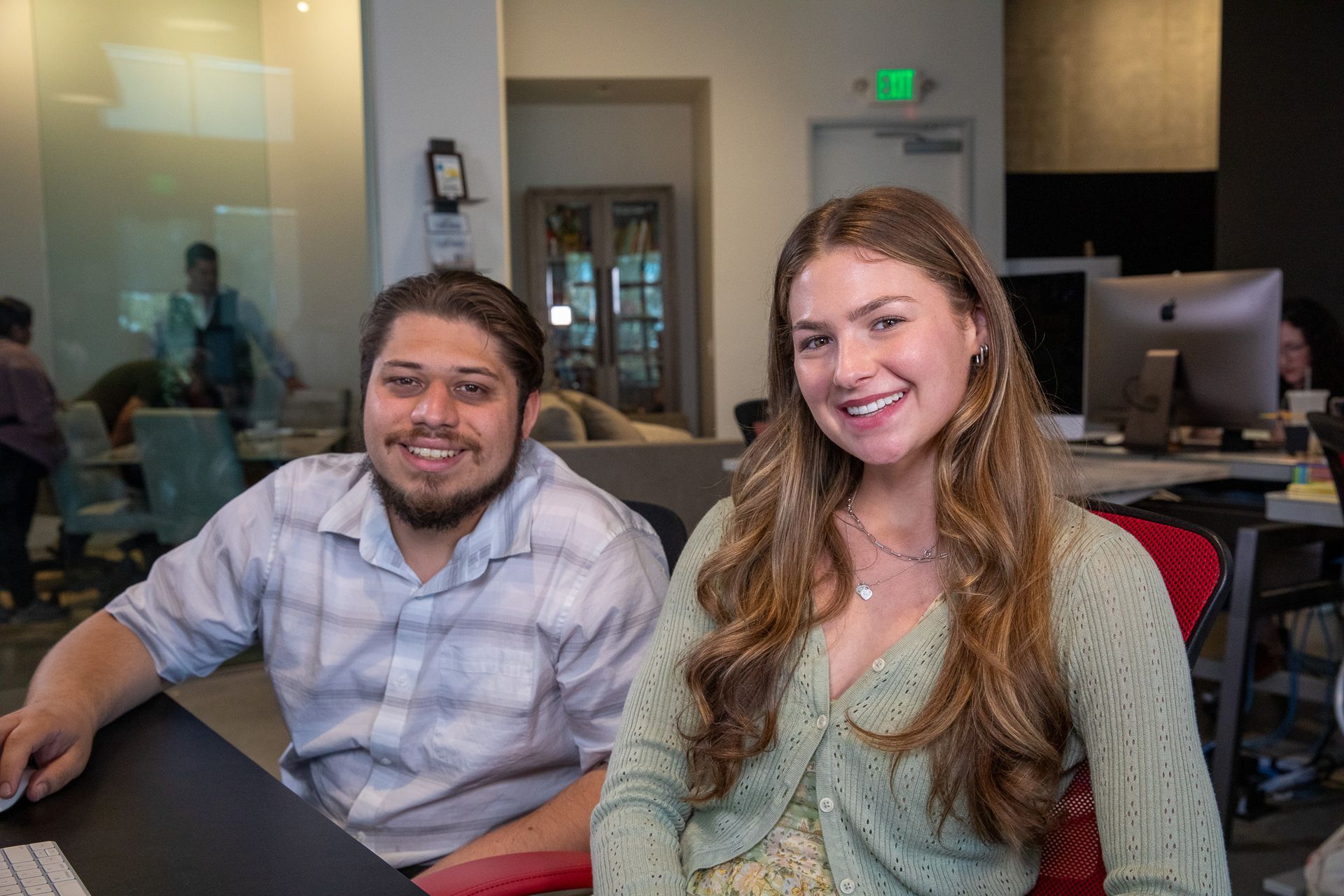 employees smiling at office