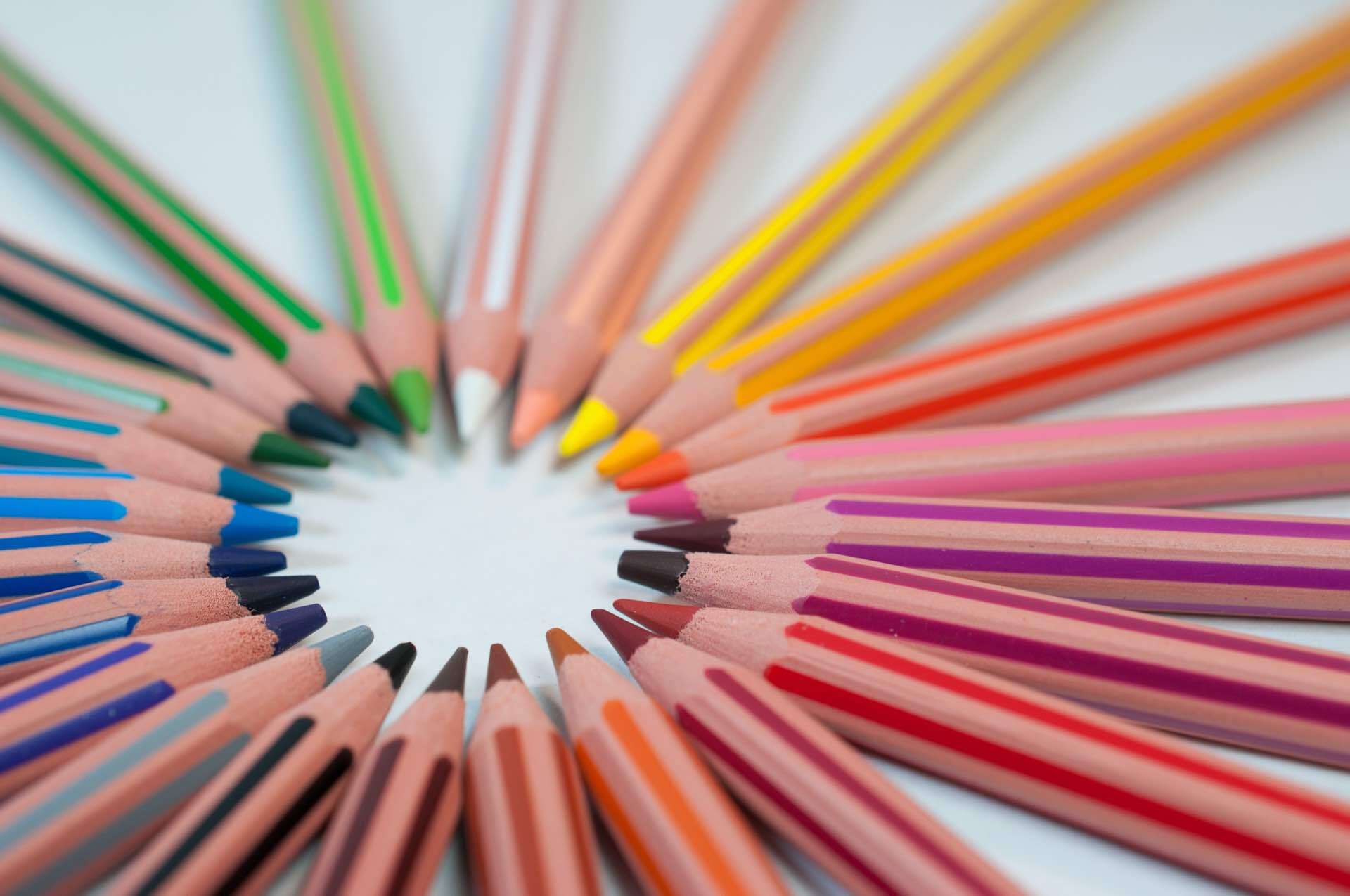 Colouring pencils to show colourful web design