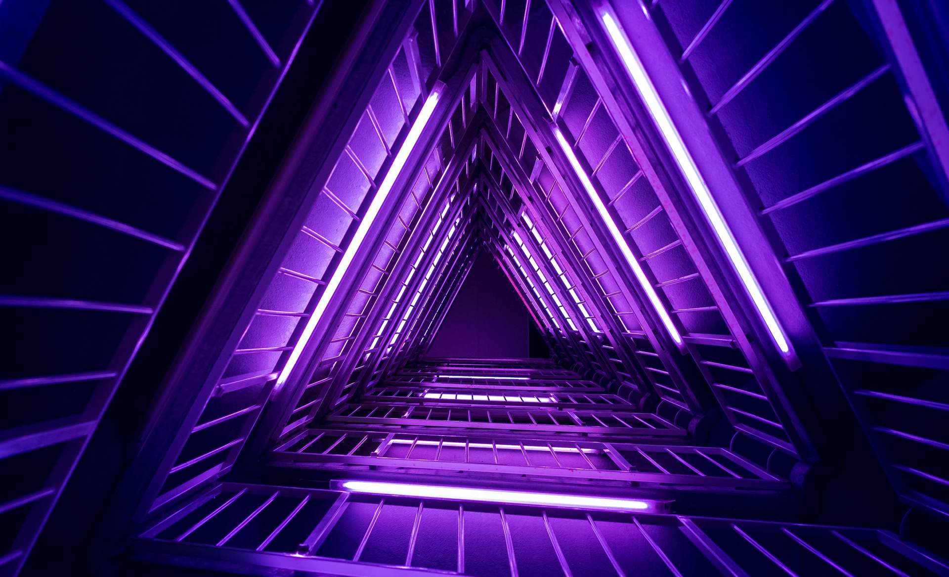 Neon purple stairwell