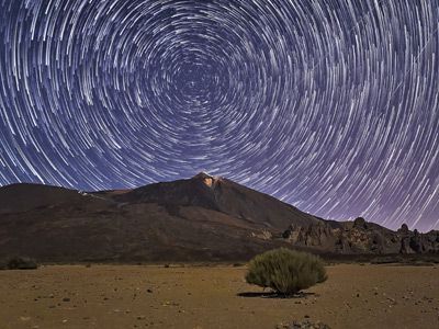 Image showing Lapsus Tempuris star trails on Mount Teide Tenerife