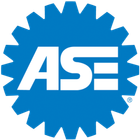 A blue gear with the word ase on it