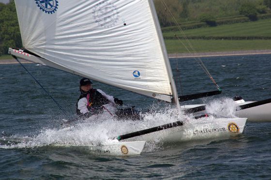 disabled sailor in a Challenger Trimaran going fast