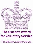 The logo for the Queens Award for Voluntart Service
