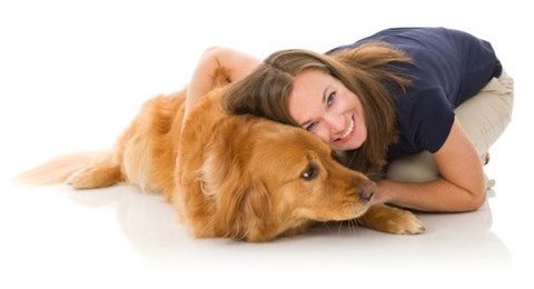 Cuddling Her Golden Retriever - Pet Care in Irwin, PA