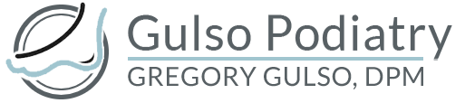 The logo for gulso podiatry gregory gulso , dpm