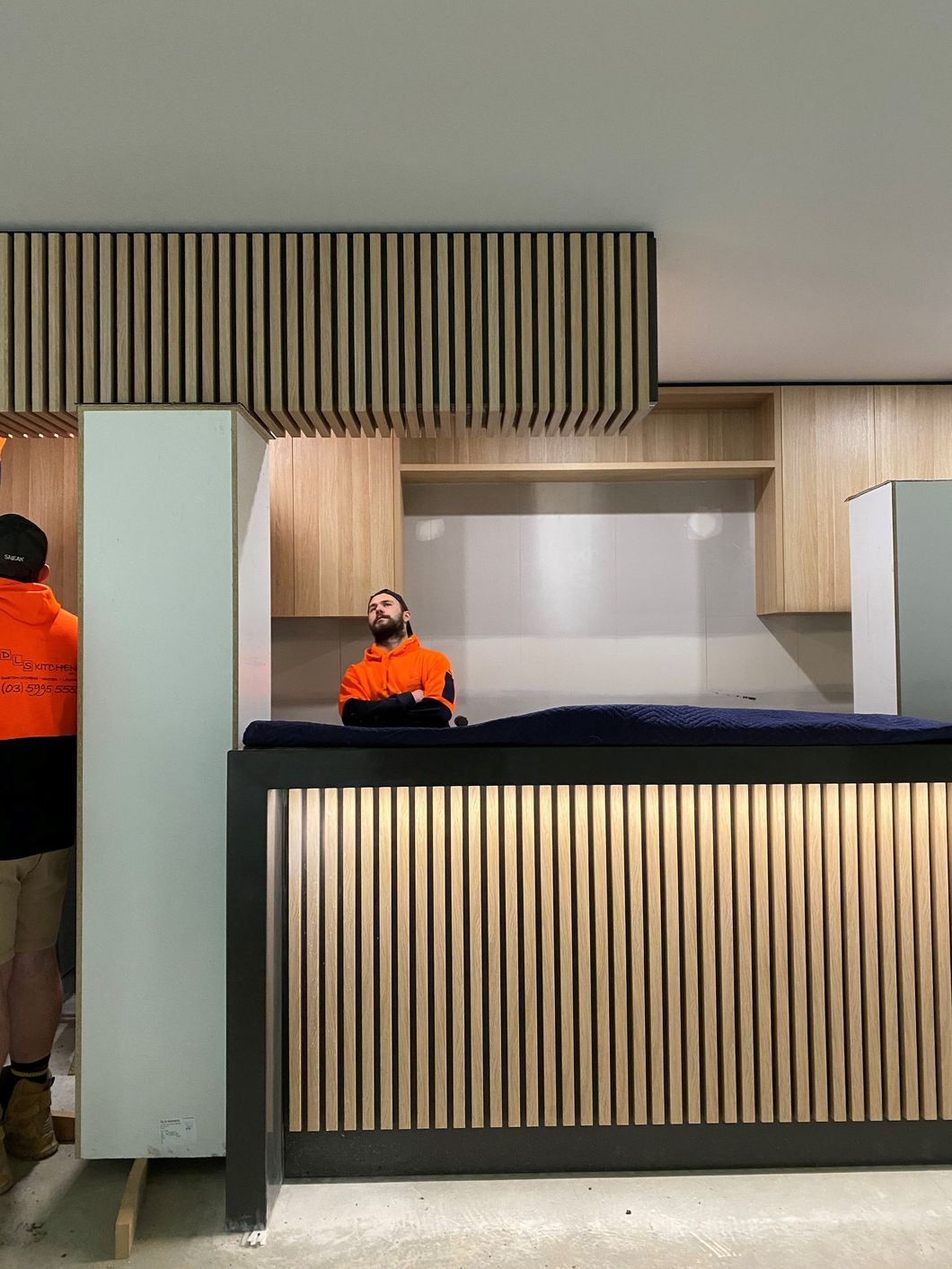 Part Installation of Home Bar in Polytec Cinder Matt , Natural Oak Steccawood & Platinum Leaf Matt