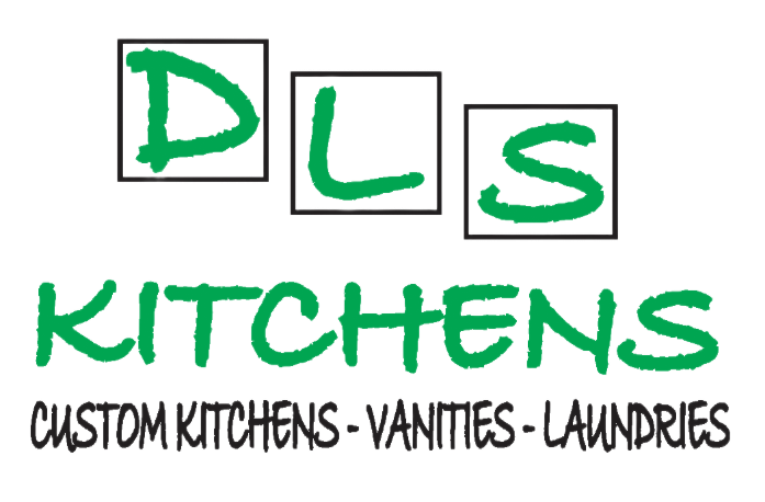 Logo for DLS Kitchens: Green text, 