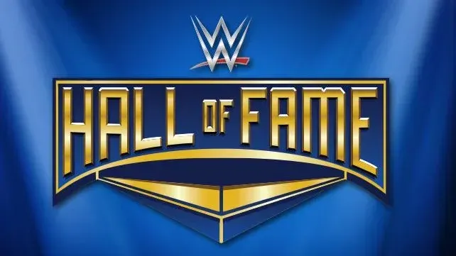 A blue and gold logo for the hall of fame