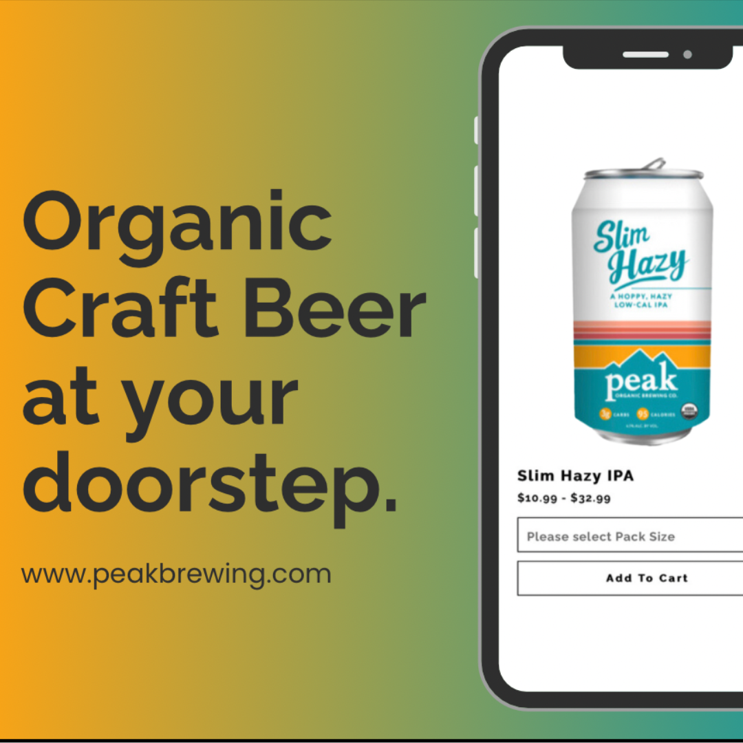 An advertisement for organic craft beer at your doorstep