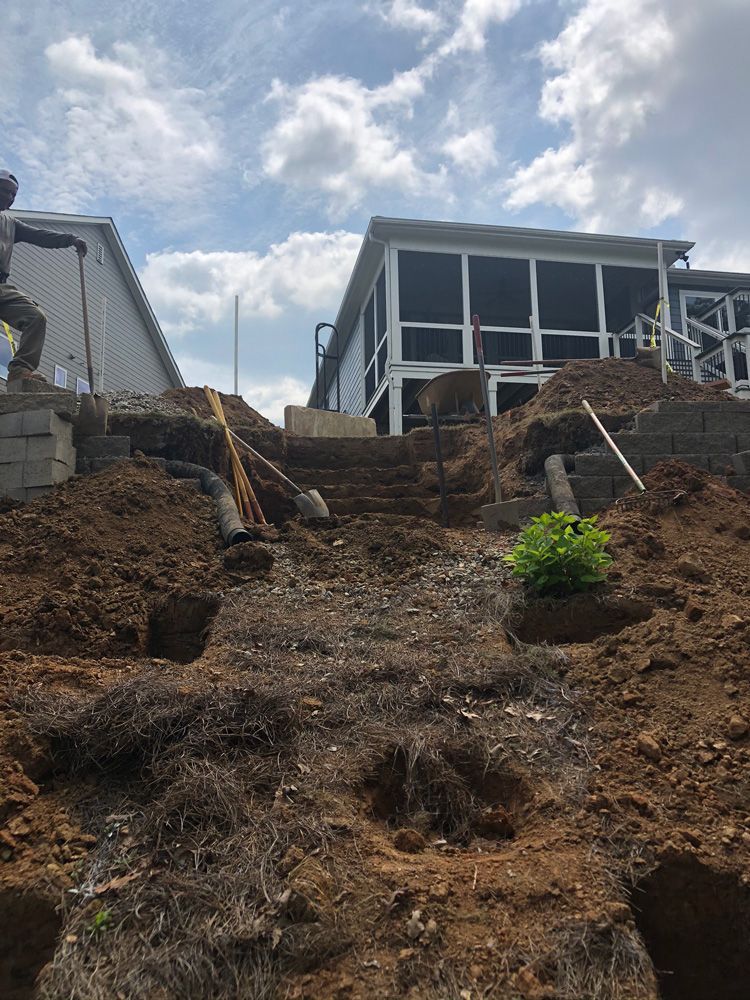 Retaining Wall In Progress — Flowery Branch, GA — All About Irrigation & Landscape Services