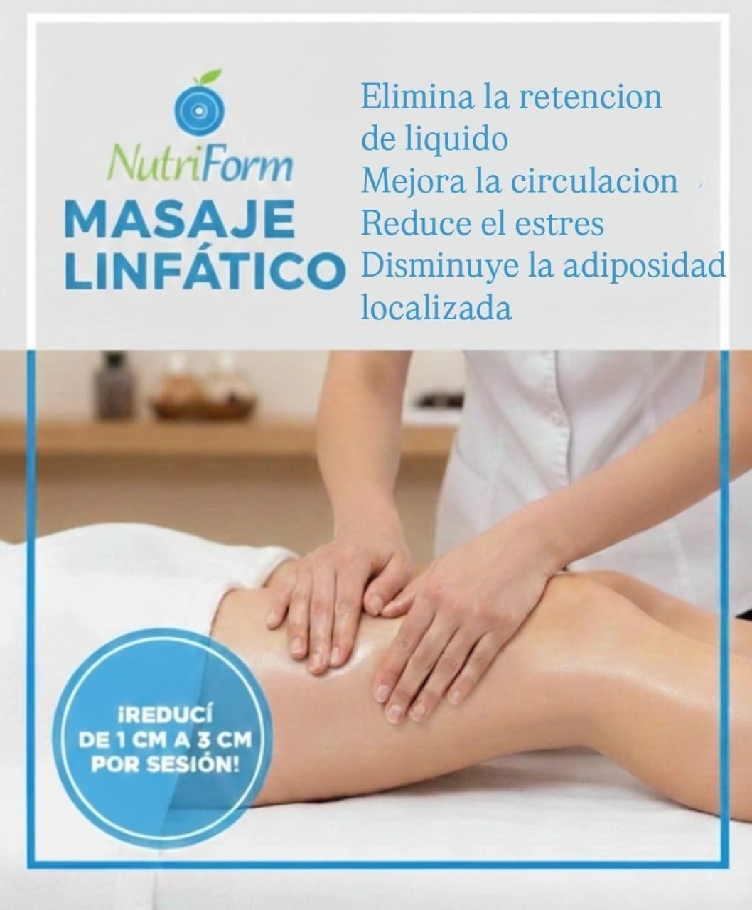 Anuncio publicitario de NutriForm para el masaje linfático.
