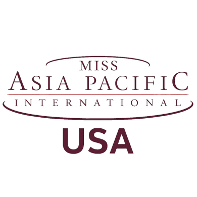 Logo: Miss Asia Pacific International USA in maroon and white.