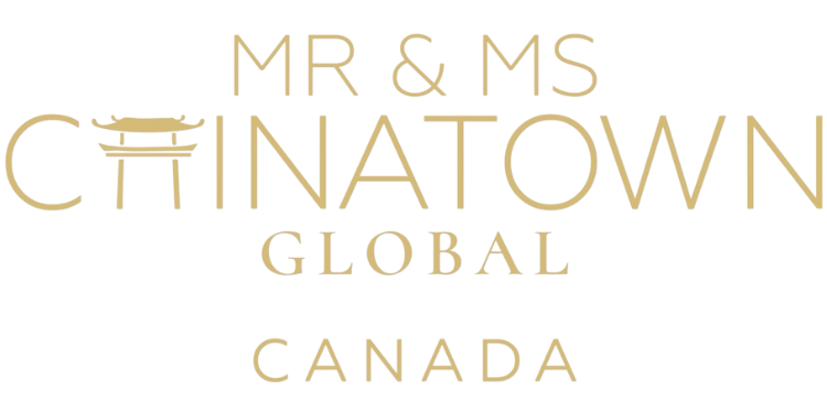 Logo for Mr & Ms Chinatown Global Canada in gold on white.