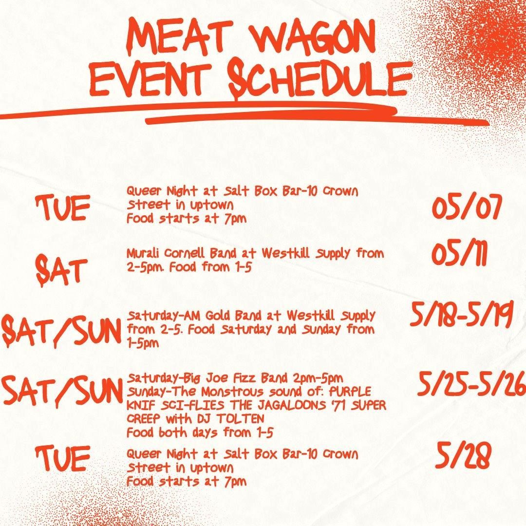 A poster for the meat wagon event schedule