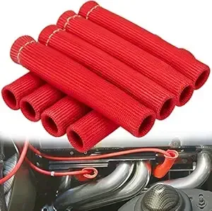 Spark Plug Wire Heat Shield 8pcs 2500° Spark Plug Heat Shield Sleeve Spark Plug Boot Protector Spark Plug Covers For LS1/LS2 (Red)