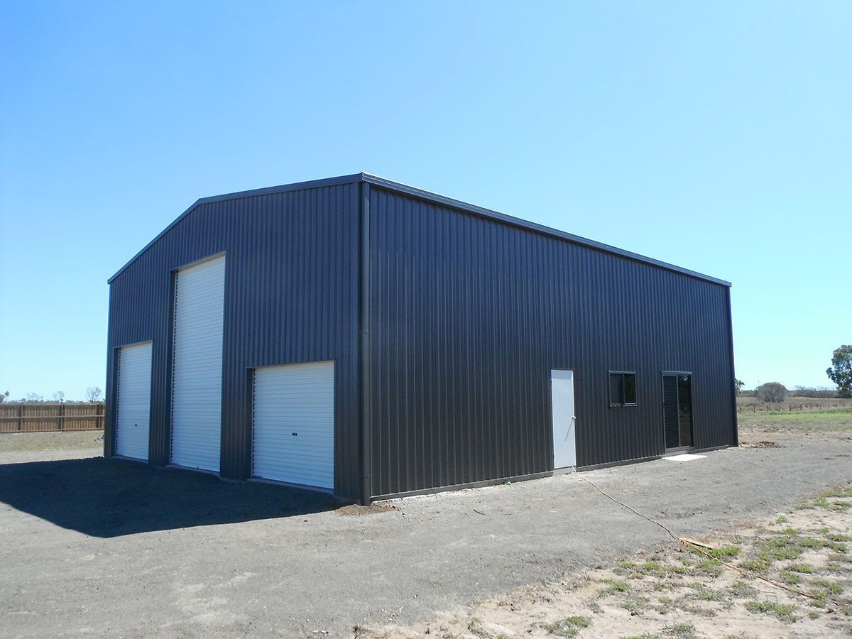A Large Shed with Colour Black | Gin Gin, Qld | Shed Constructions Qld