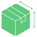 Green box with white outline and arrows indicating dimensions.