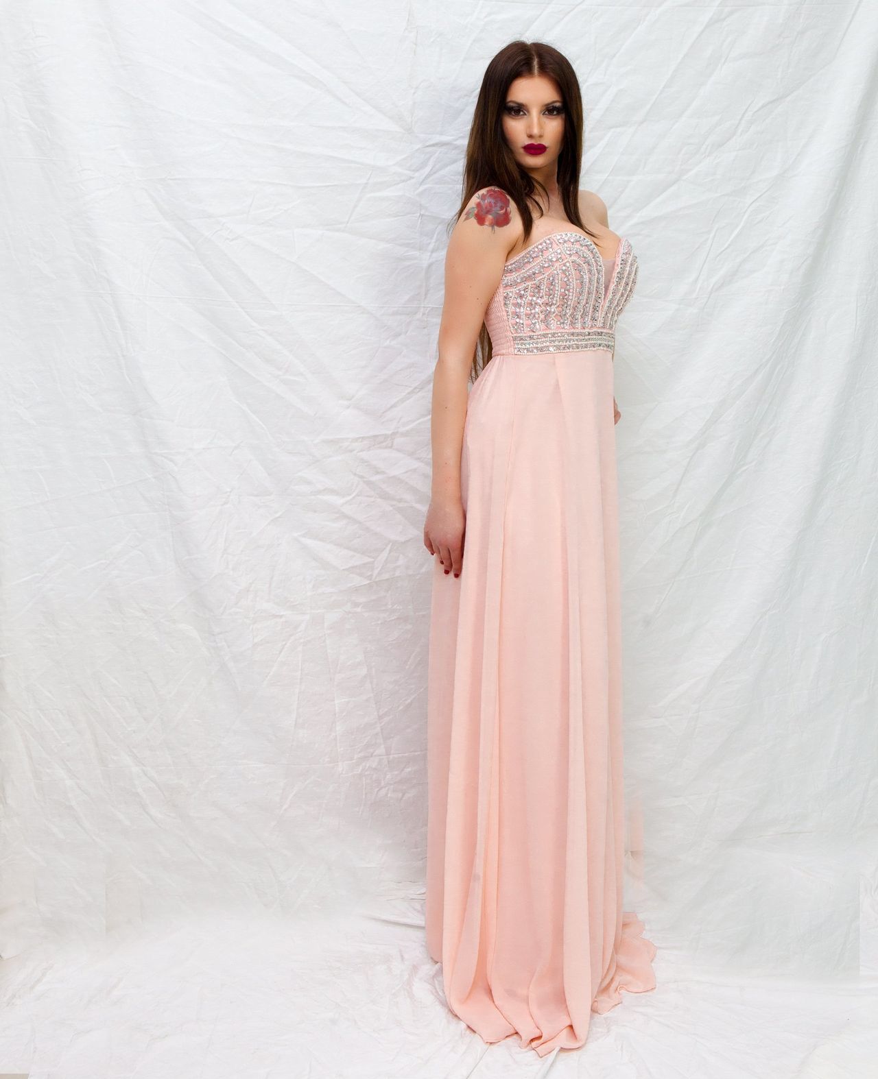 abito lungo rosa chiaro