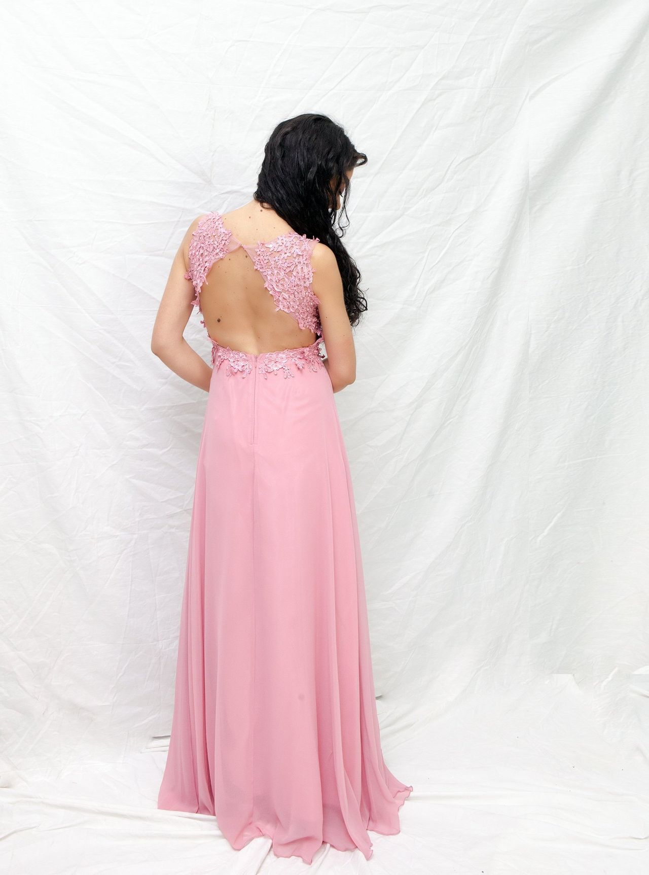 abito lungo rosa confetto