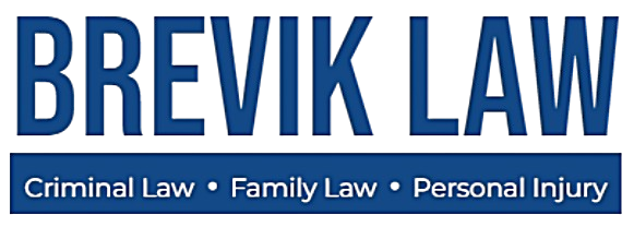 Brevik Law logo in blue with "Criminal Law," "Family Law," and "Personal Injury" on a blue bar below.
